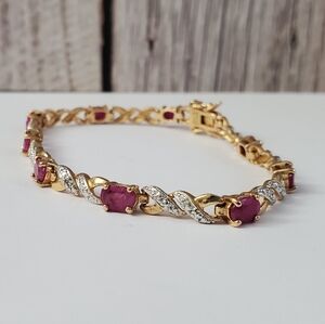 14K Gold Over Sterling Silver 925 Emerald XO Bracelet